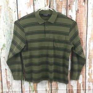 Roundtree & Yorke Long Sleeve Green Striped Polo